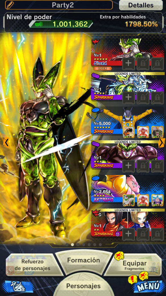 [Solo Android] ⭐️ CELL PERFECTO⭐️ + 💎75,757 Cronocristales💎 + 6 LL