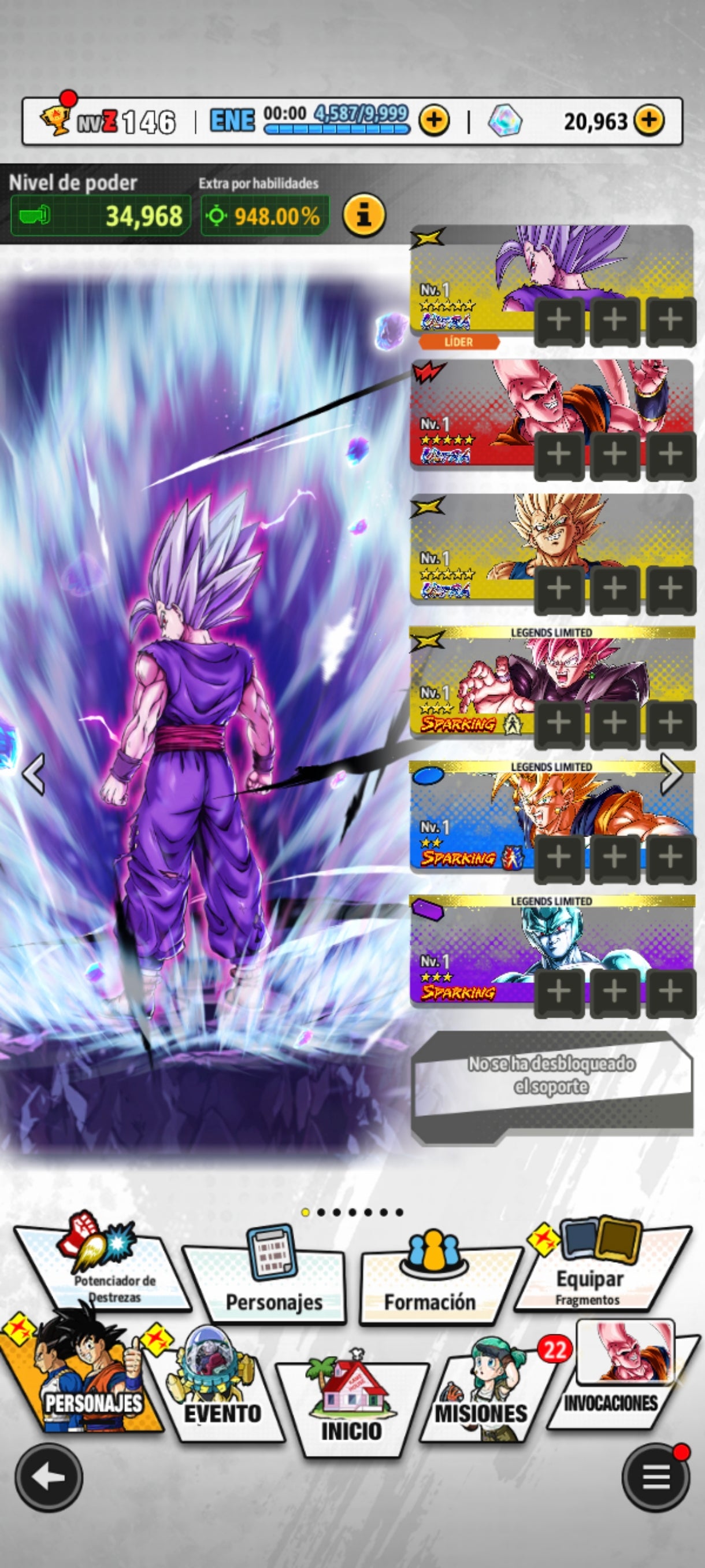 [Android] ⭐️ 3 ULTRAS Majin Vegeta + SS4 Vegeta + Bestia Gohan + Absorción de Gohan Definitivo — 💎20,963 Cronocristales💎 + 19 LL