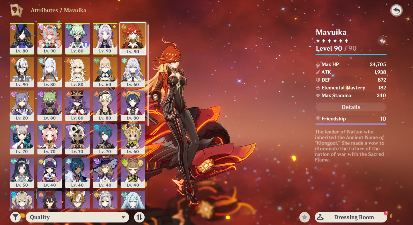 [AR 56] ⭐️Mavuika C2 + Arma + Varesa C1 + Citlali + Arma + Clorinde + Arlecchino + Shenhe + Skirk + Jean