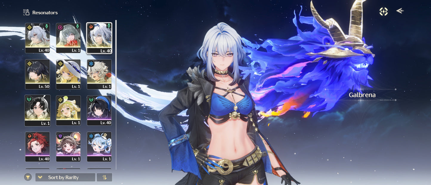 [Nivel 41] Galbrena + Arma + Phrolova + Arma + Zani + Arma + Phoebe + Verina C1 | Cuenta Reroll Wuthering Waves