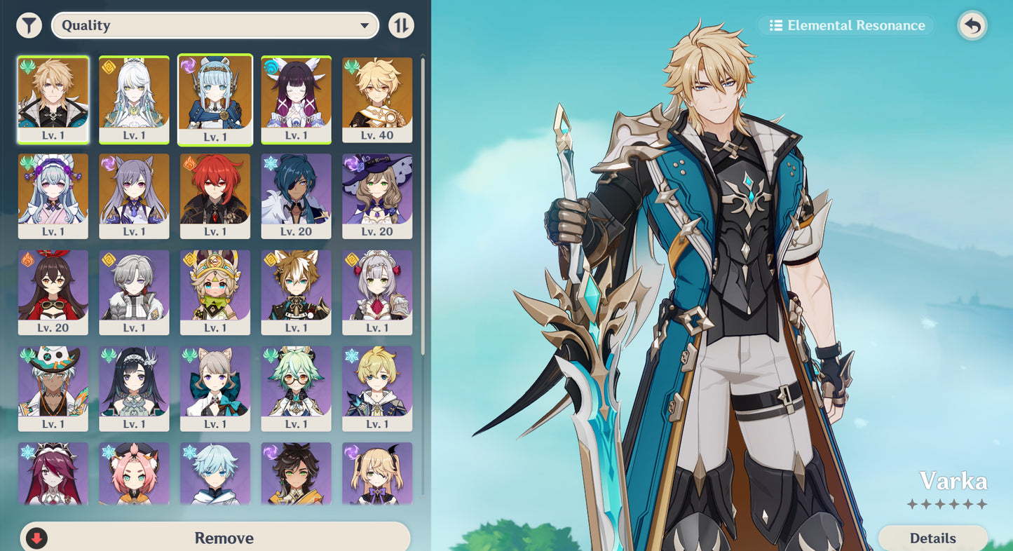 (REROLL + CUMPLEAÑOS LIBRE) Nivel 55 + Varka +Arma ✨+ Zibai + Ineffa + Columbina + Mizuki + Keqing + Diluc