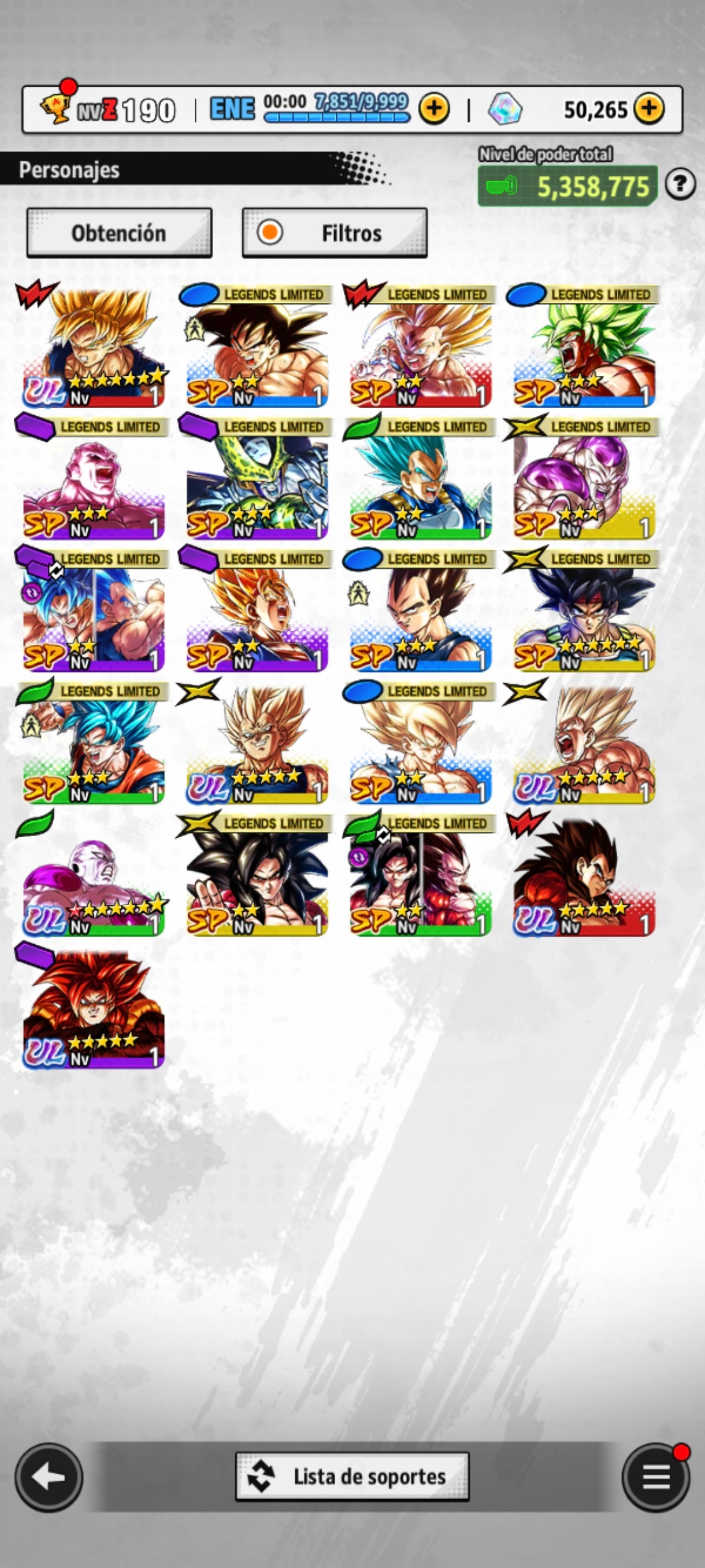 [Solo Android] ⭐️VEGETA SSJ4  (UL) + SS GOKU (UL) + FORMA FINAL FREEZER MAXIMO (UL) + SS4 VEGETA⭐️ + 💎50,265 Cronocristales💎 + 15 LL