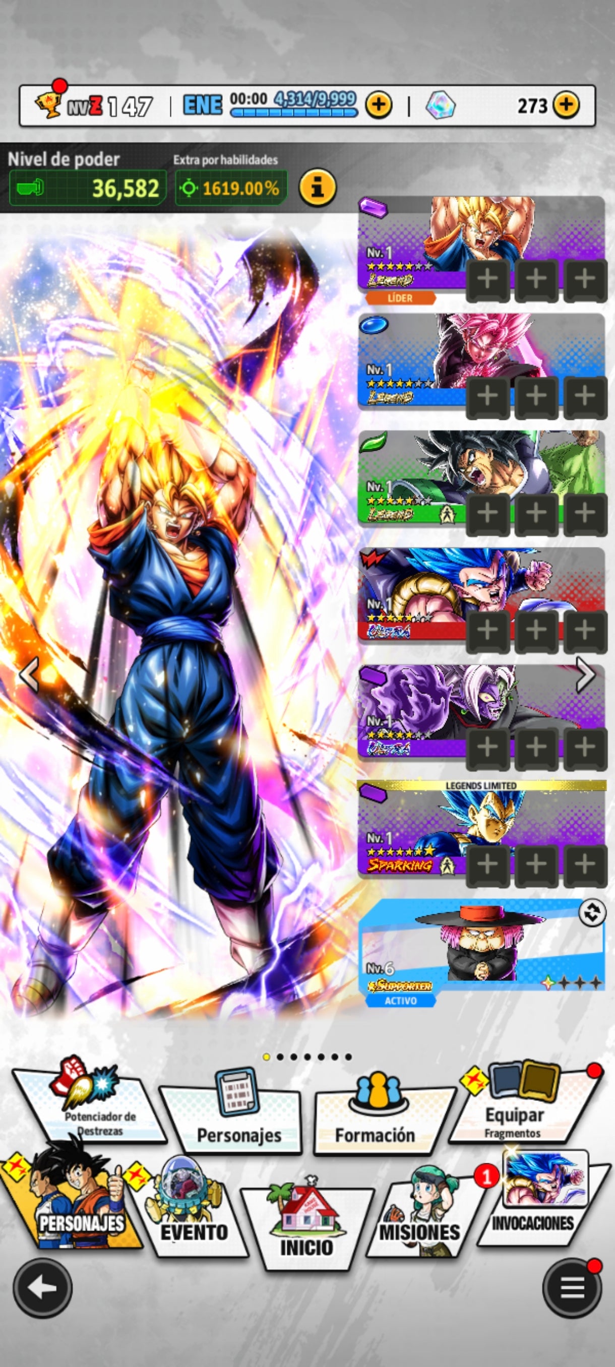 [Android & Iphone] ⭐️ Super Vegeto (LR) + Broly Enfurecido (LR) + SS Rosa Ultra Supervillano Goku Oscuro (LR) + Mitad Corrupo Zamazu Fusionado (UL) + SS Dios SS Gogeta (UL) + 15 LL