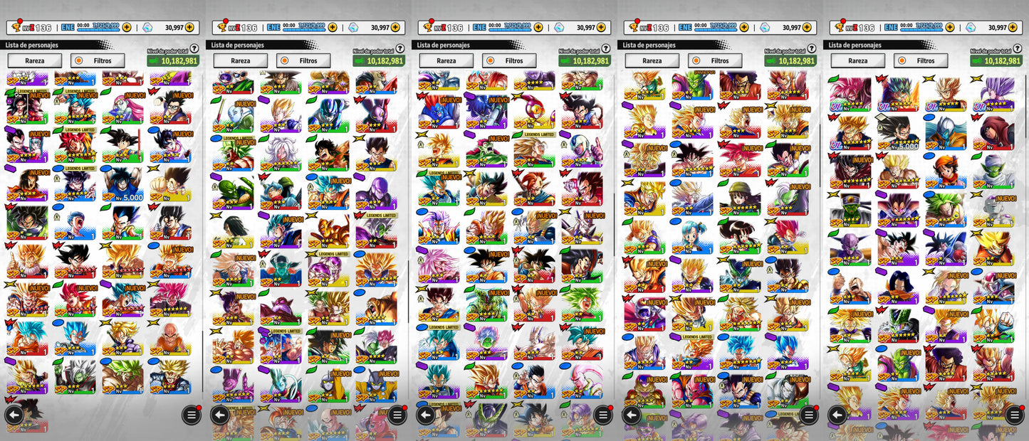 #3 [Solo Android] 30,997 Cronocristales 💎| ⭐️Bestia Gohan [ULTRA] + Majin Vegeta [ULTRA] + Goku Black Rosé [ULTRA] + Supersaiyajin dios SS Vegetto [ULTRA] + Goku Pre-Ultra Instinto (LL) + 15 LL