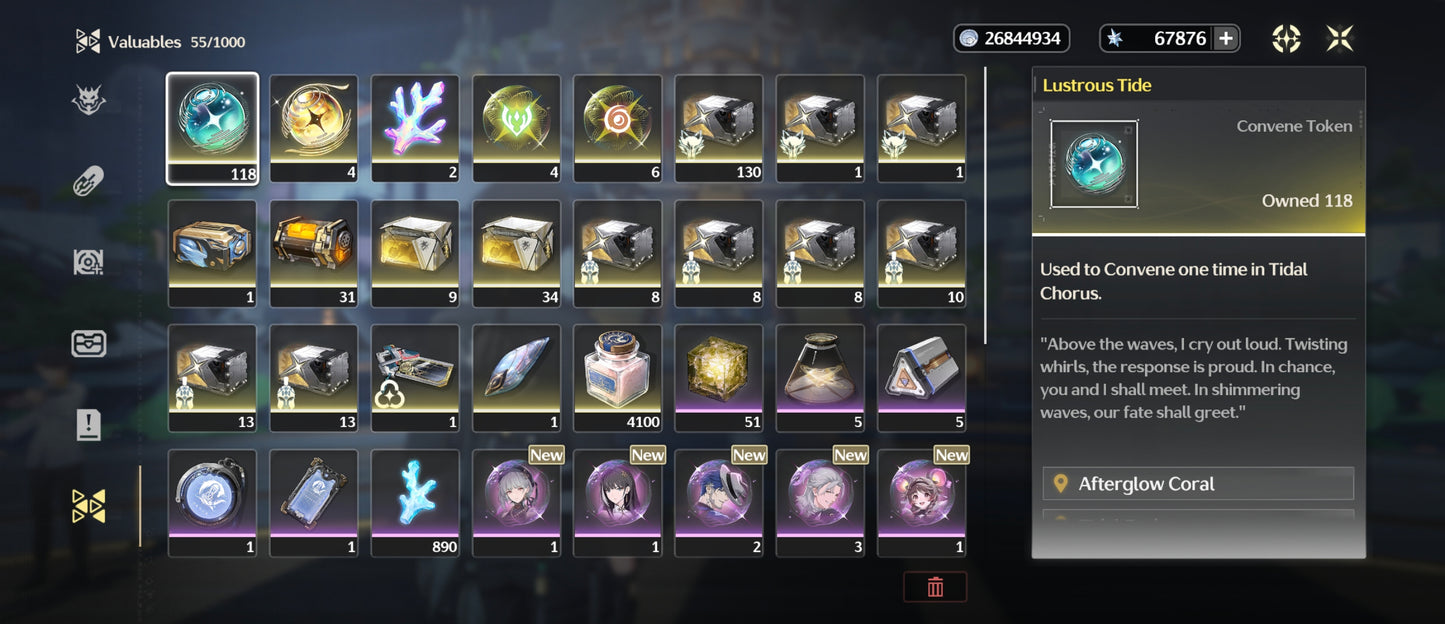 [Nivel 45] 67,876 Astritas 💎 |  Chisa + Arma | Wuthering Waves Cuenta Reroll