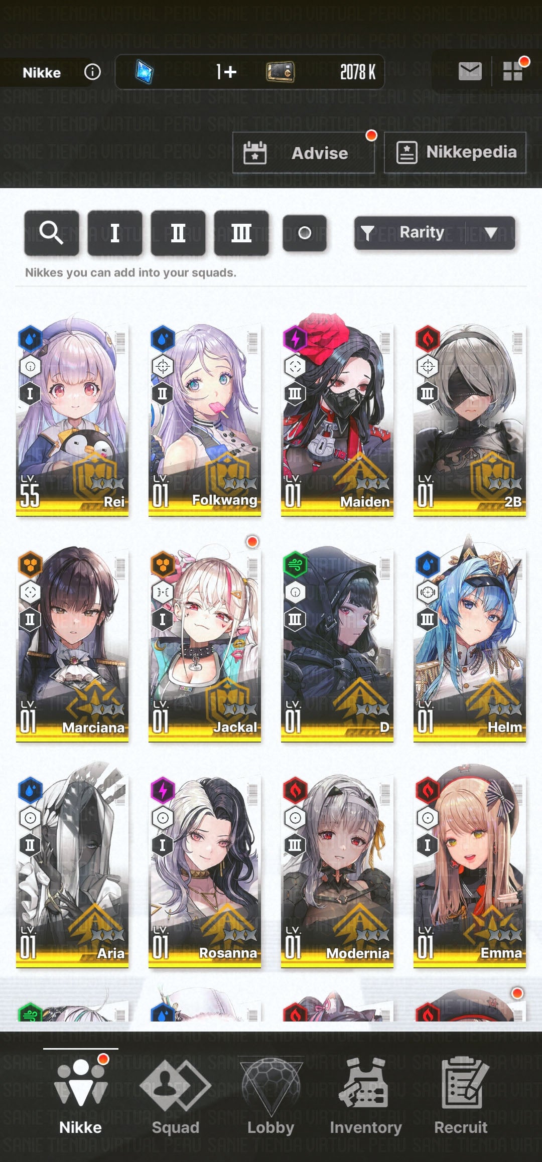 [Nivel 49] ✨ Rei + Folkwang + Maiden + 2B + Marciana + Jackal + D + Helm + Aria + Rosanna + Modernia + Emma + Admi + Ludmila + Nero