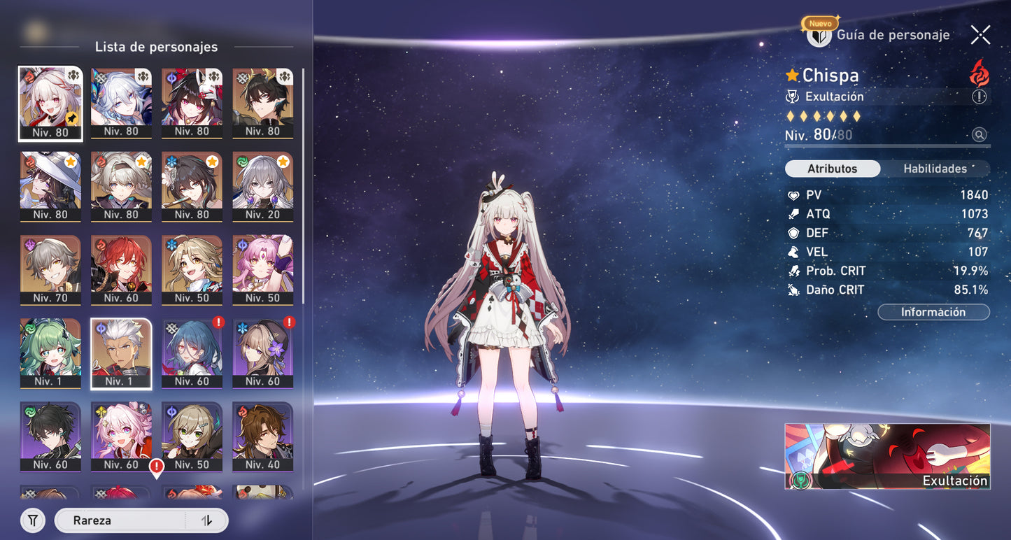 NA[Lvl 66 + Cumpleaños Libre] Luciérnaga E1 + Cono , Yao Guang + Cono + Chispa + Cono , La Dalia + Cono , Sparkle + Ruan Mei + Archer + Huohuo + Fu Xuan E1 + Bronya