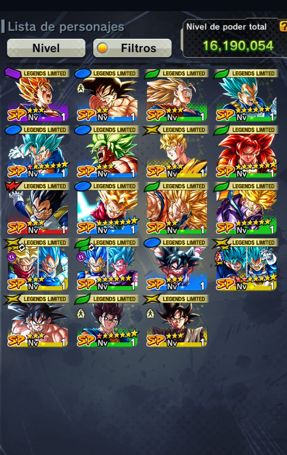 [Android & iPhone] ⭐️ Vegeto LL 1ESTRELLA ROJA + SS Dios Goku & Vegeta + (19 LL)⭐️