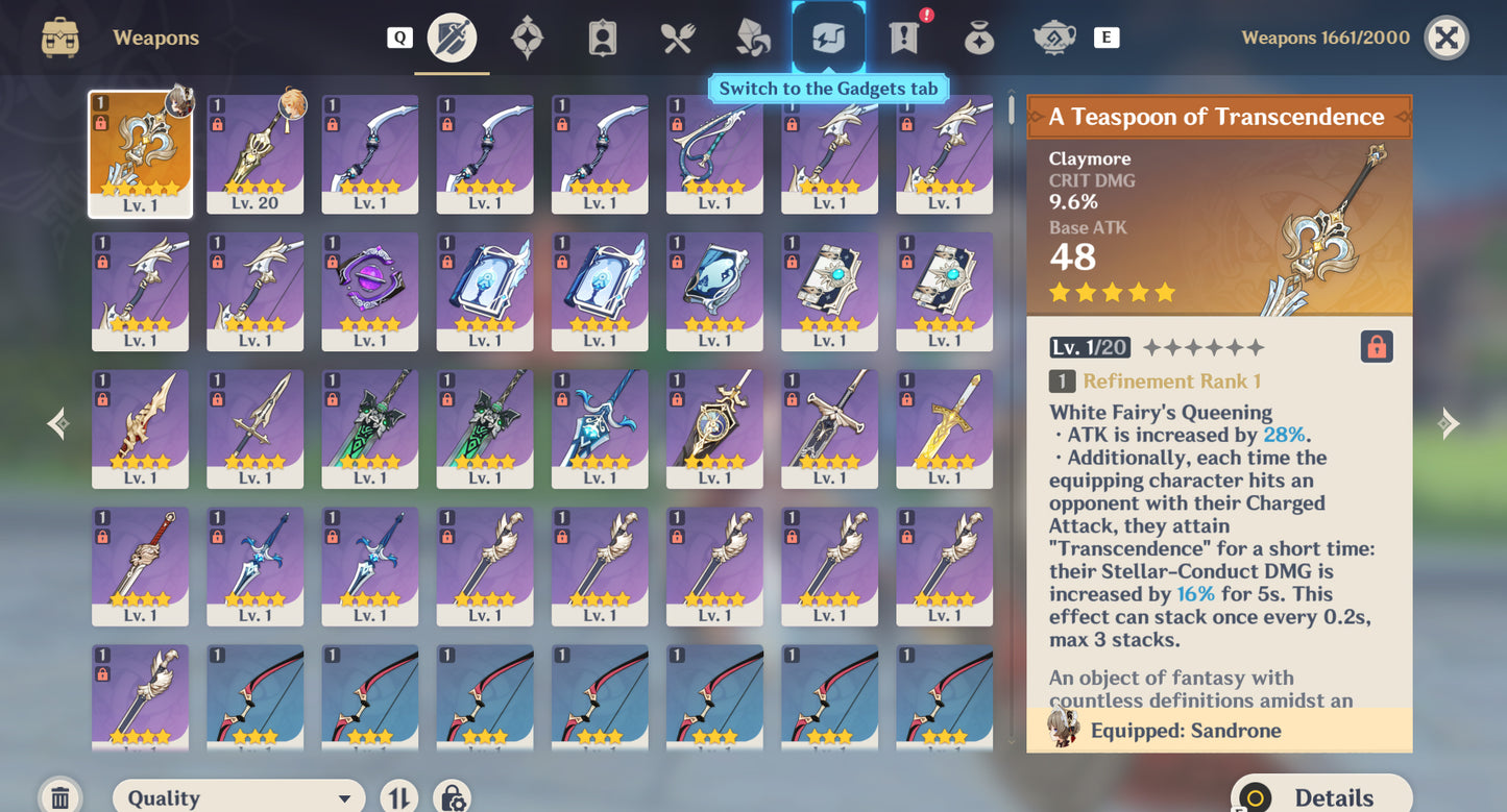 [Nivel 55] ⭐️91 Deseos + Sandrone + Arma , Citlali + Nefer + Mavuika + Diluc + Qiqi⭐️CUMPLEAÑOS LIBRE