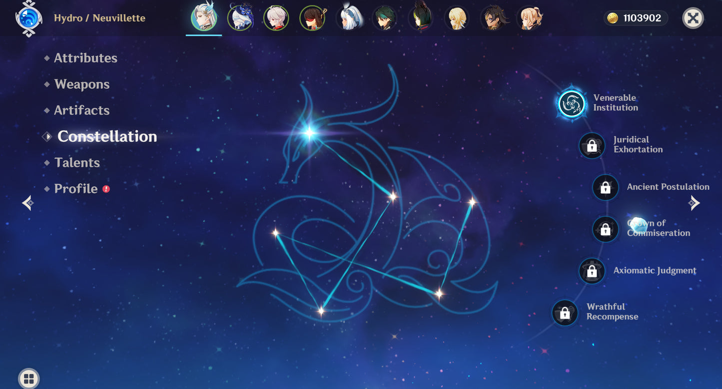 [Nivel 55] ⭐️ Neuvillette C1 + Furina + Kazuha + Mualani + Xiao + Tighnari + Dehya + Jean