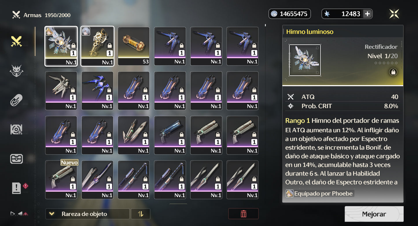 [Nivel 40]✔️Cumpleaños libre | 12483 Astritas 💎| Zani + Arma 5⭐+ Phoebe + Arma 5⭐+ Ciaccona + Jianxin + Veritas + Encore | Wuthering Waves Cuenta reroll
