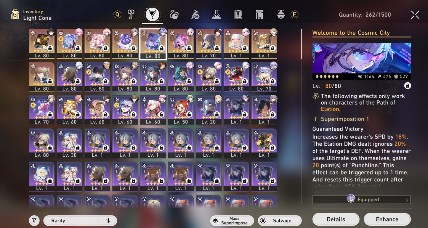 NA Lvl 70| Yao Guang + Sparxie + Cyrene + Silver Wolf LV.999 + Evernight + Hyacine + Castorice + Dan Heng Permansor Terrae + Archer + Gilgamesh + Huohuo + Jingliu + Sparkle + Topaz + Dr. Ratio