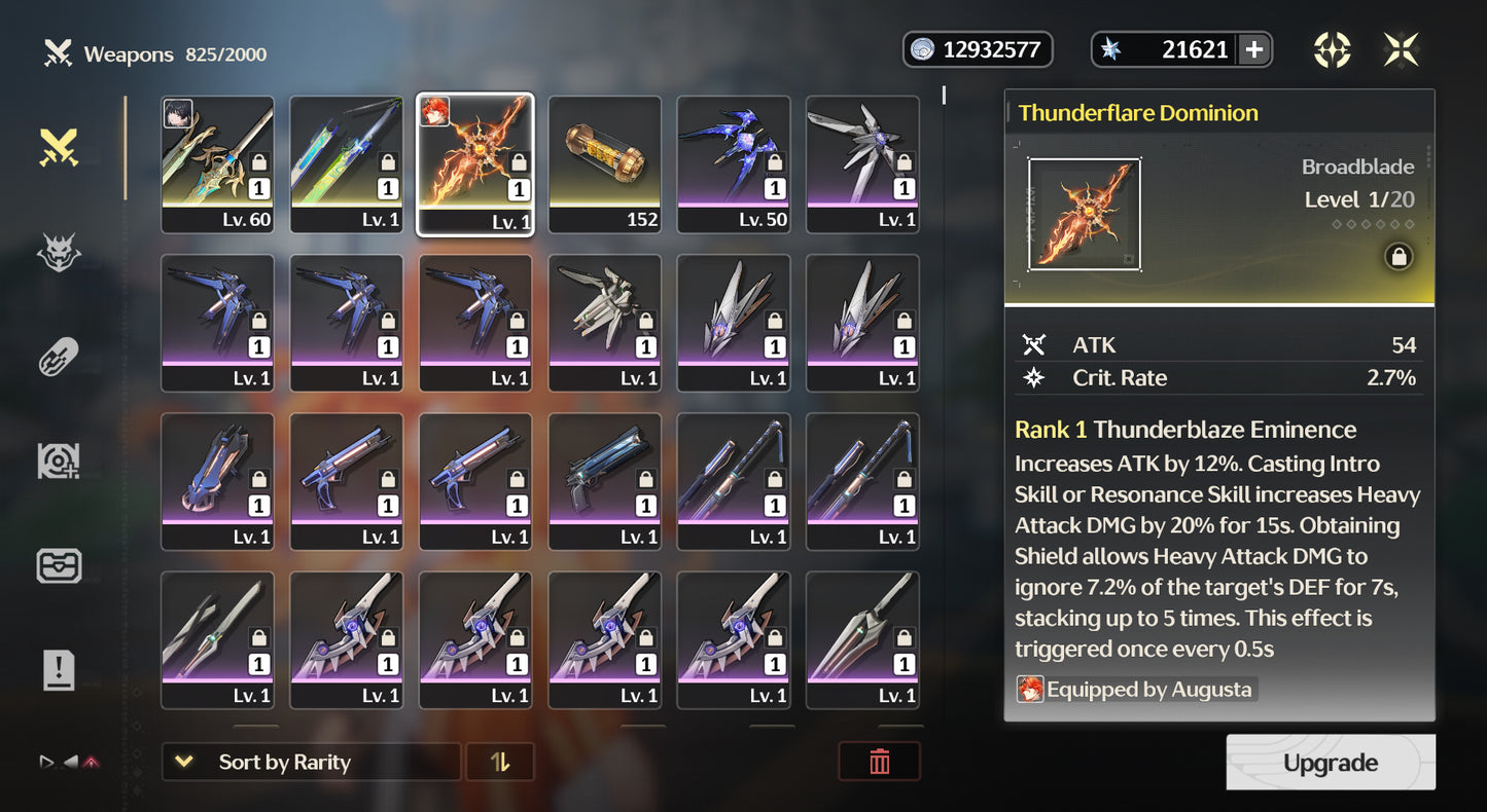 [Nivel 46] +21,621 Astritas 💎Augusta R3 + Arma , Iuno + Mornye + Verina + Calcharo + 3 Radiant Tide 💎 , Thunderflare Dominion + Laser Shearer