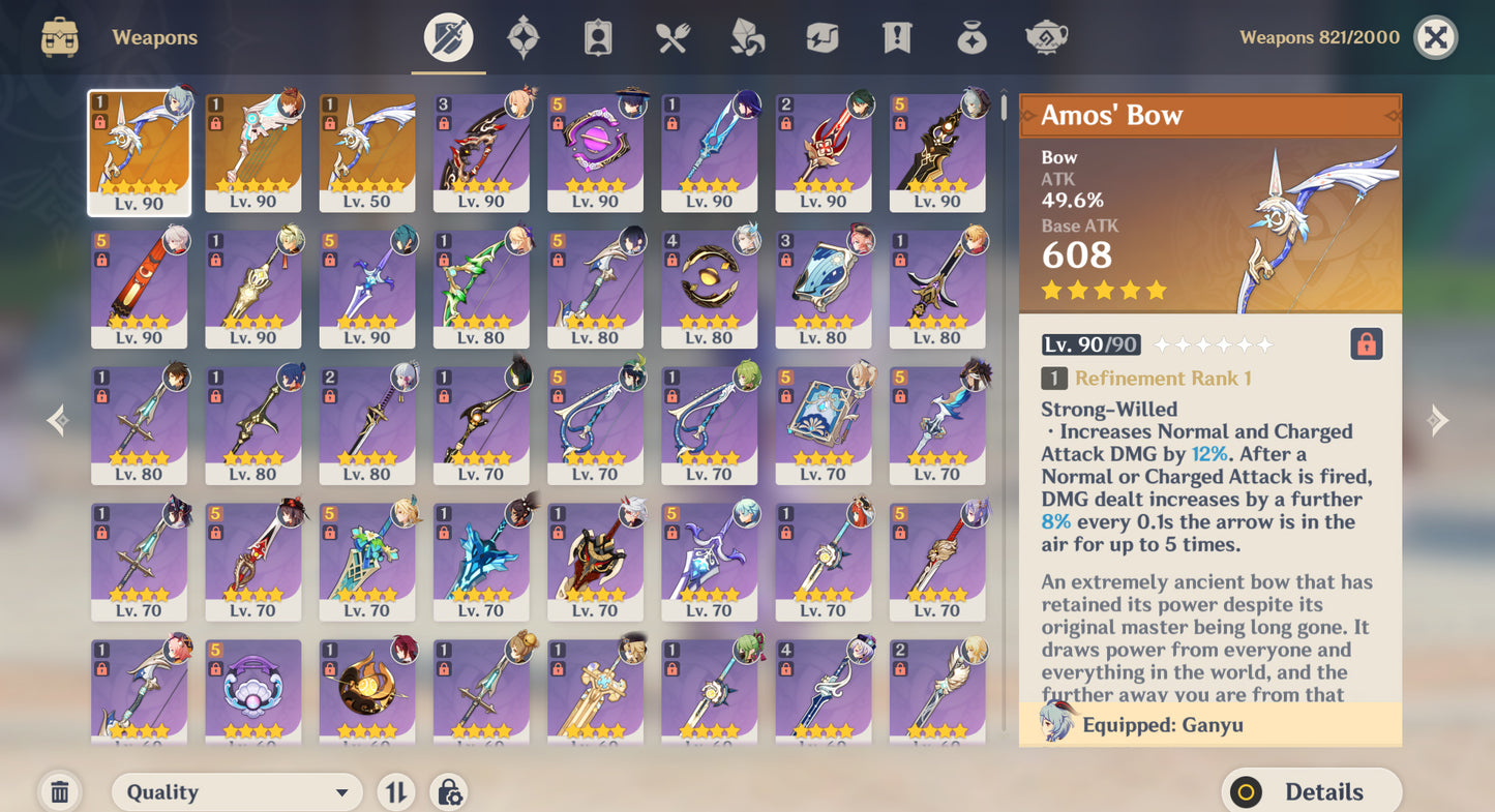[AR 59] ⭐️Zhong Li + Kokomi + Neuvillette + Raiden Shogun + Xiao + Tartaglia + Yoimiya + Kazuha + Hu Tao + Itto + Albedo + Venti + Ganyu + Ayaka + Cyno + Nilou + Yelan + Baizhu + Navia + Trotamundos + Qiqi + Tighnari + Jean + Keqing + Diluc + Mona