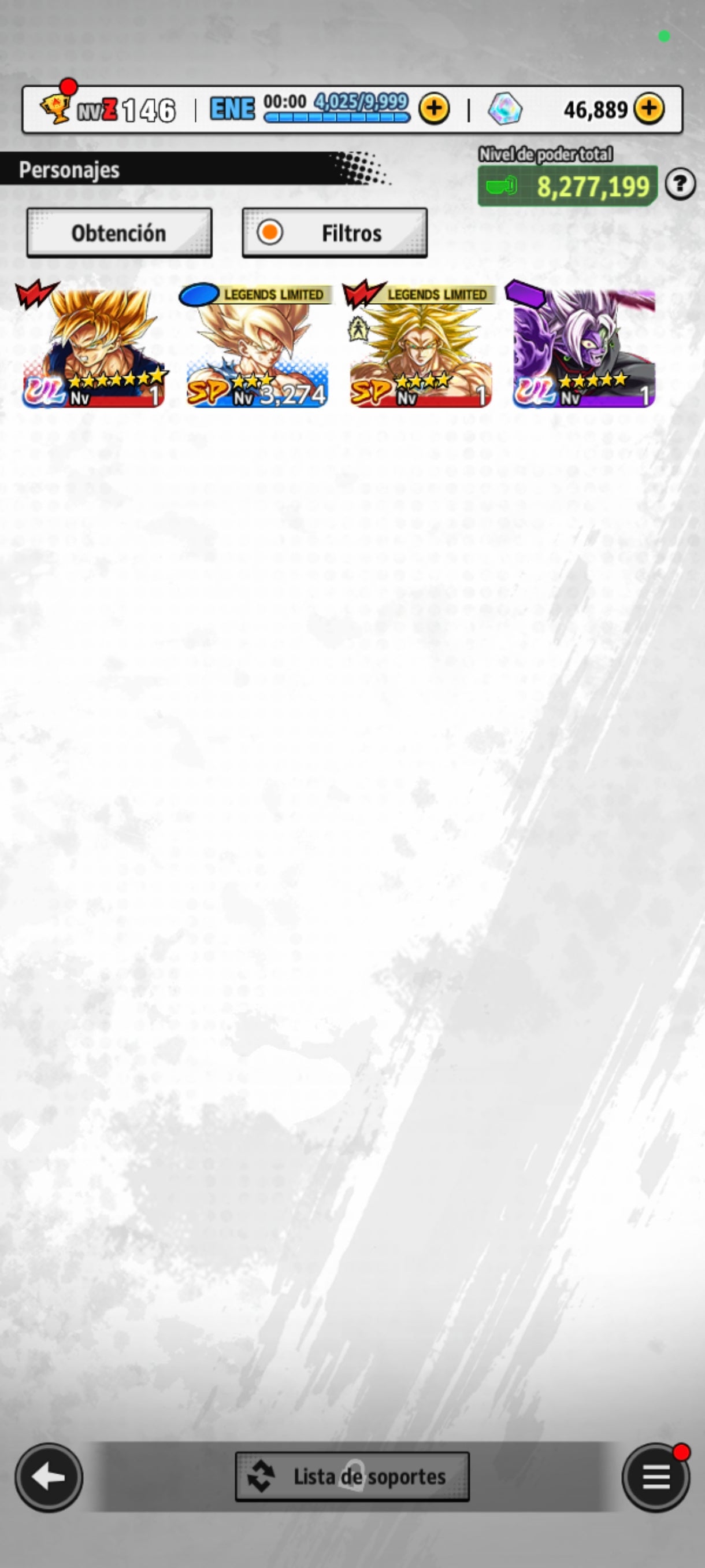 [Android] 46,889 Cronocristales 💎|  ⭐️ Mitad Corrupto Zamasu fusionado [ULTRA] | ⭐️ 2 Legends Limited | Dragon Ball: Legends Cuenta Reroll