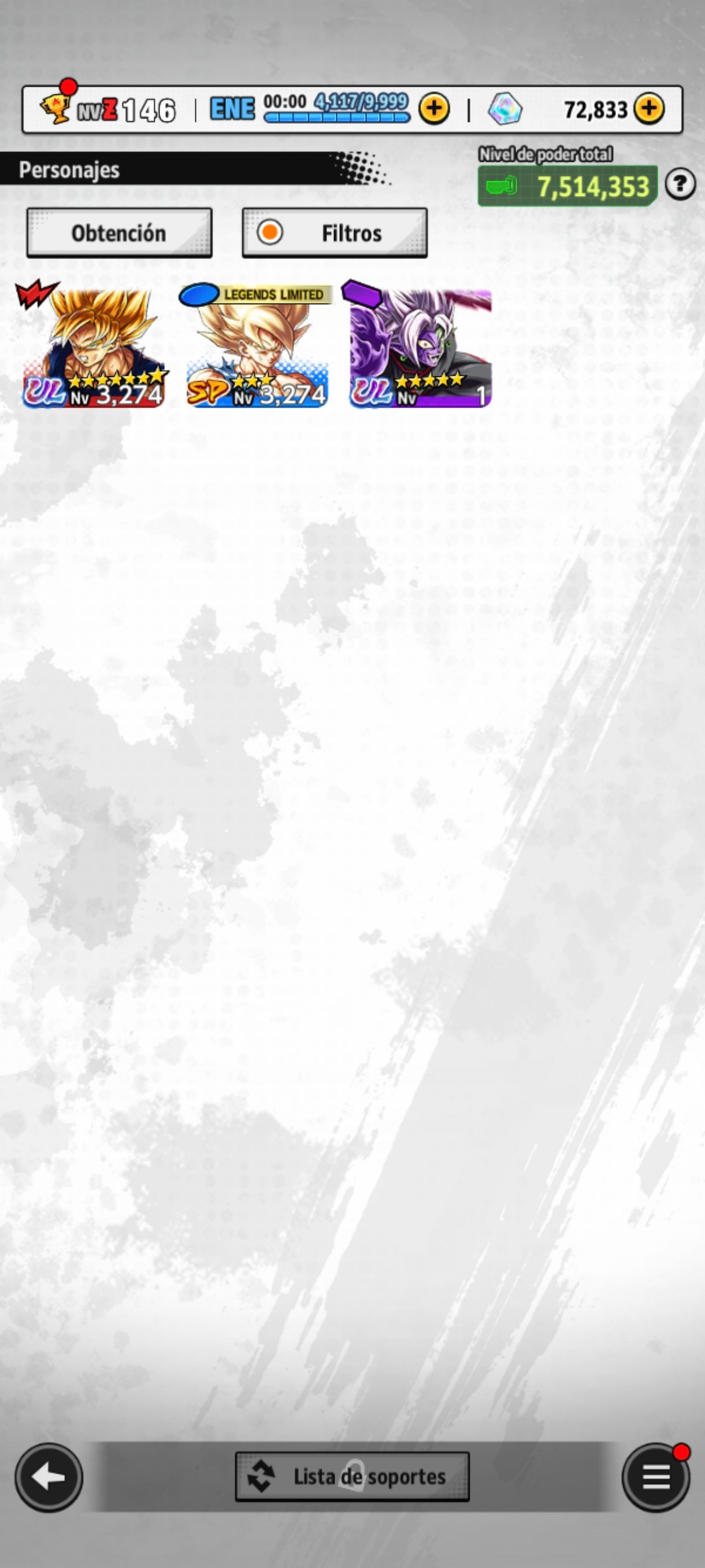 [Android] 72,833 Cronocristales 💎|  ⭐️ Mitad Corrupto Zamasu fusionado [ULTRA] | ⭐️ 1 Legends Limited | Dragon Ball: Legends Cuenta Reroll