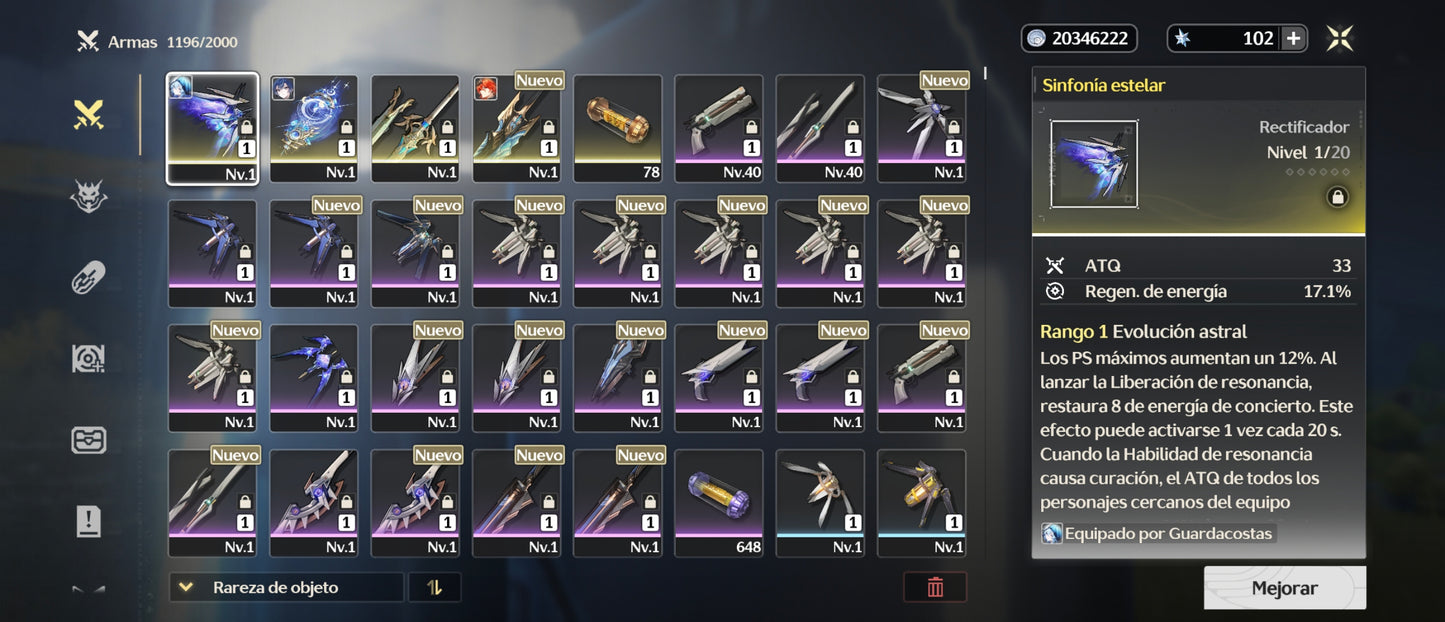 [Nivel 41] Cumpleaños Libre ✅ |Iuno + Arma + The Shoorekepper + Arma + Augusta + Coccona  | Cuenta Reroll Wuthering Waves