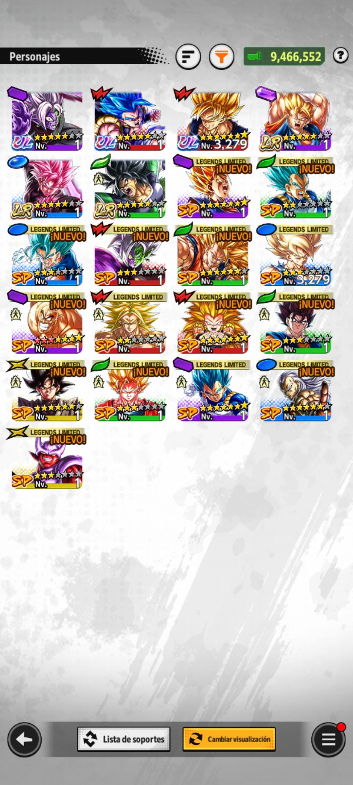 [Android & Iphone] ⭐️ Super Vegeto (LR) + Broly Enfurecido (LR) + SS Rosa Ultra Supervillano Goku Oscuro (LR) + Mitad Corrupo Zamazu Fusionado (UL) + SS Dios SS Gogeta (UL) + 15 LL