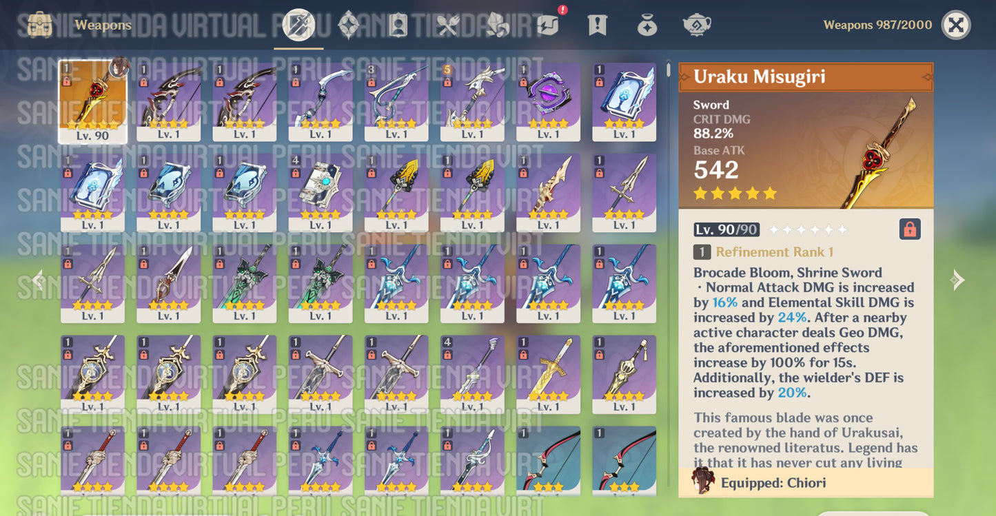 [AR 53] ⭐️CUMPLEAÑOS LIBRE ⭐️Chiori C6 + Arma + Mavuika