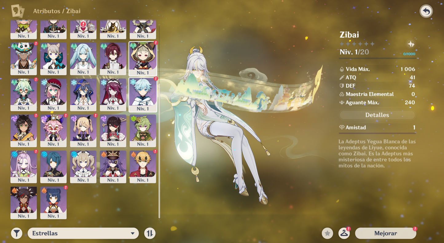 (REROLL + CUMPLEAÑOS LIBRE) Nivel 55 + Ineffa + Zibai + Colombina + 96 Destinos Entrelazados ✨