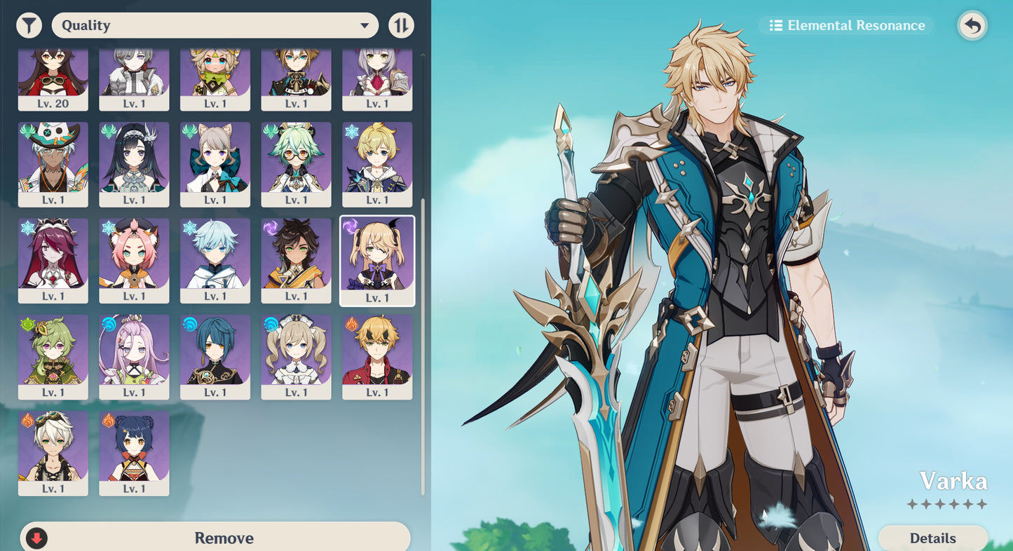 (REROLL + CUMPLEAÑOS LIBRE) Nivel 55 + Varka +Arma ✨+ Zibai + Ineffa + Columbina + Mizuki + Keqing + Diluc