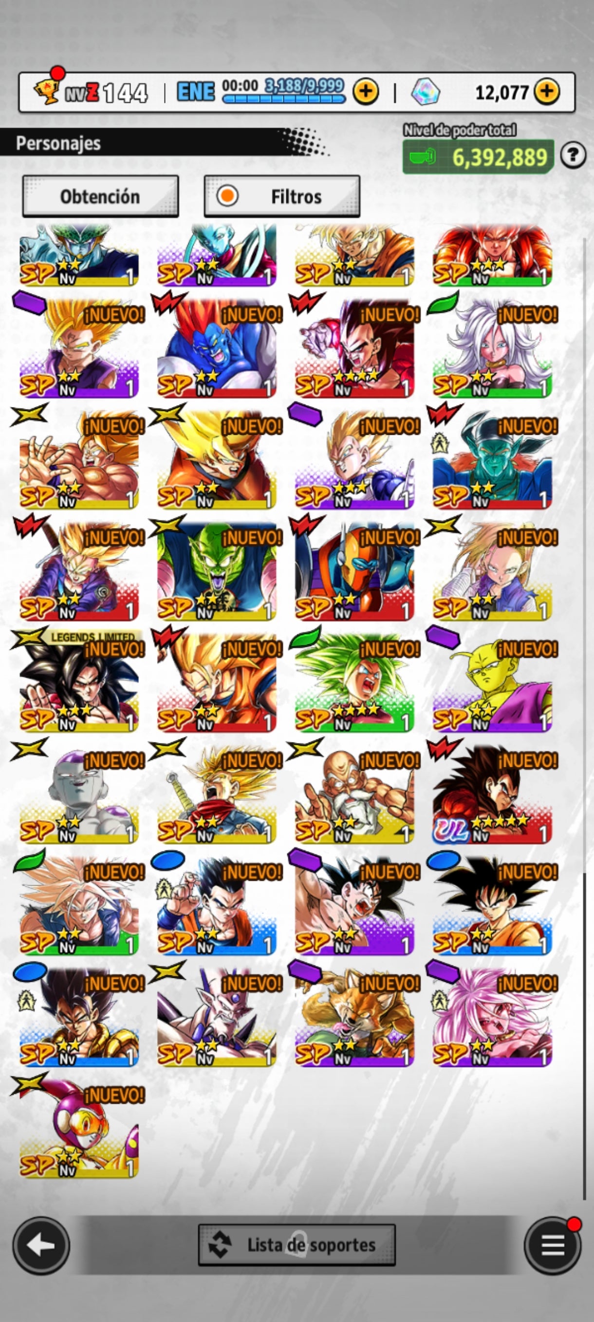 [Solo Android] ⭐️VEGETA SSJ4  (UL)⭐️ + 💎12,077 Cronocristales💎 + 5 LL
