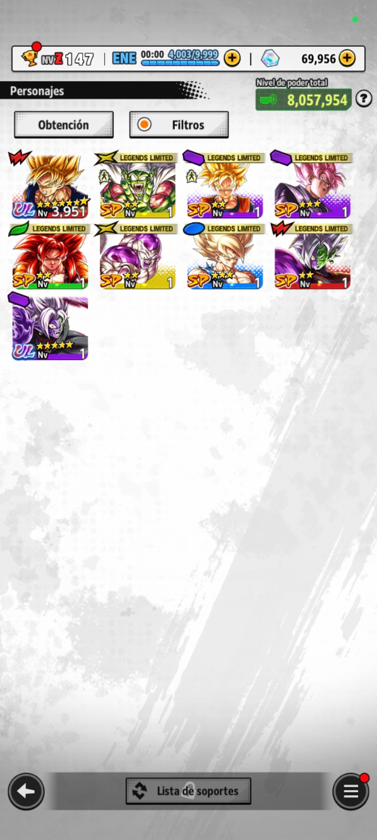 [Android] 69,956 Cronocristales 💎|  ⭐️ Mitad Corrupto Zamasu fusionado [ULTRA] | ⭐️ 7 Legends Limited | Dragon Ball: Legends Cuenta Reroll