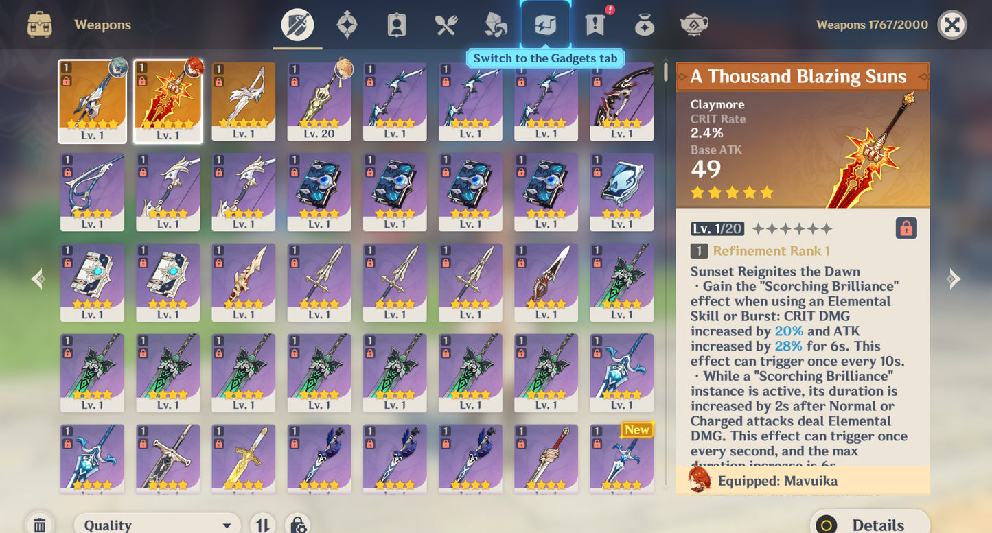 [Nivel 55] ⭐️22 Deseos + Mavuika + Arma , Lohen + Arma , Nicole⭐️CUMPLEAÑOS LIBRE