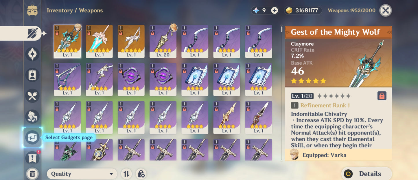 (REROLL + CUMPLEAÑOS LIBRE) Nivel 55 + Varka +Arma ✨+  164 Destinos Entrelazados ✨