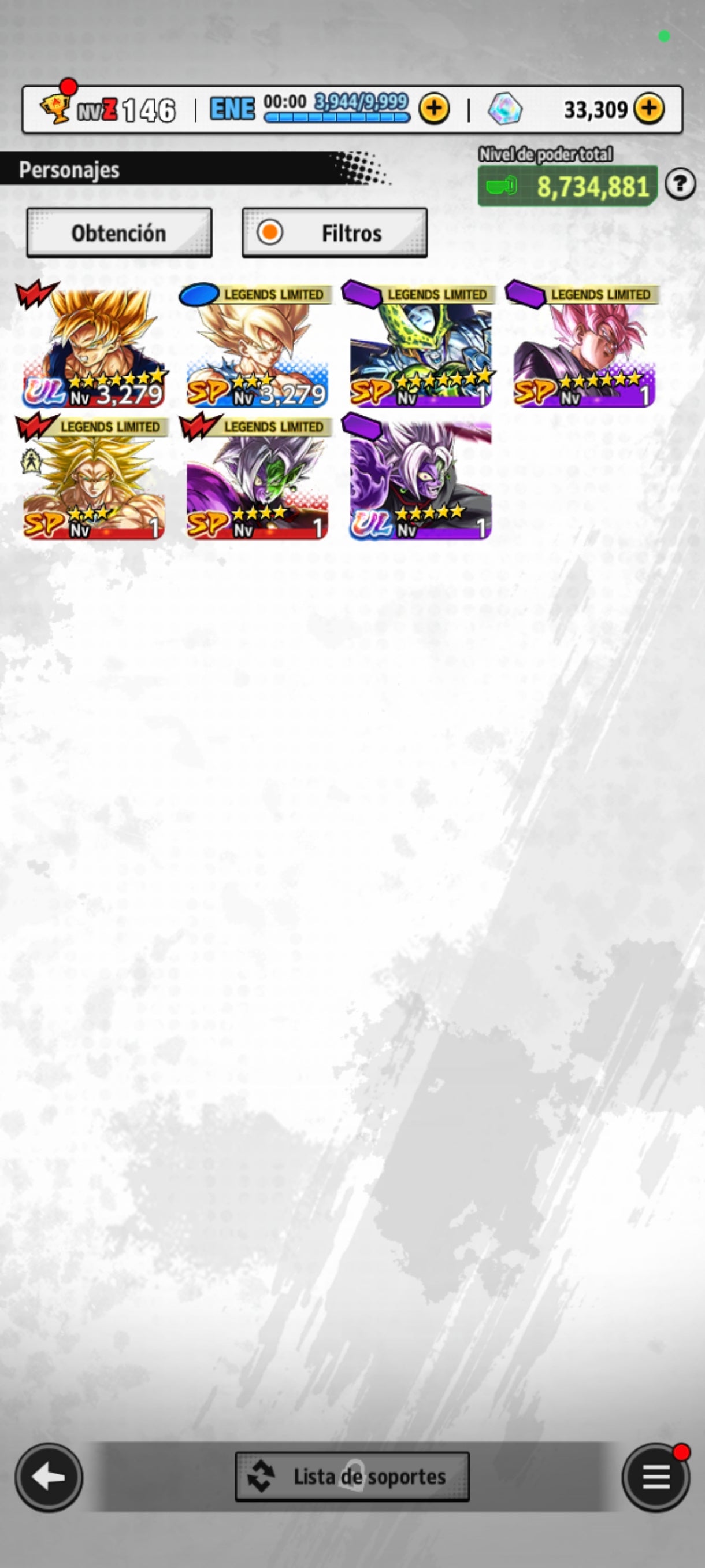 [Android] 33,309 Cronocristales 💎|  ⭐️ Mitad Corrupto Zamasu fusionado [ULTRA] | ⭐️ 5 Legends Limited | Dragon Ball: Legends Cuenta Reroll