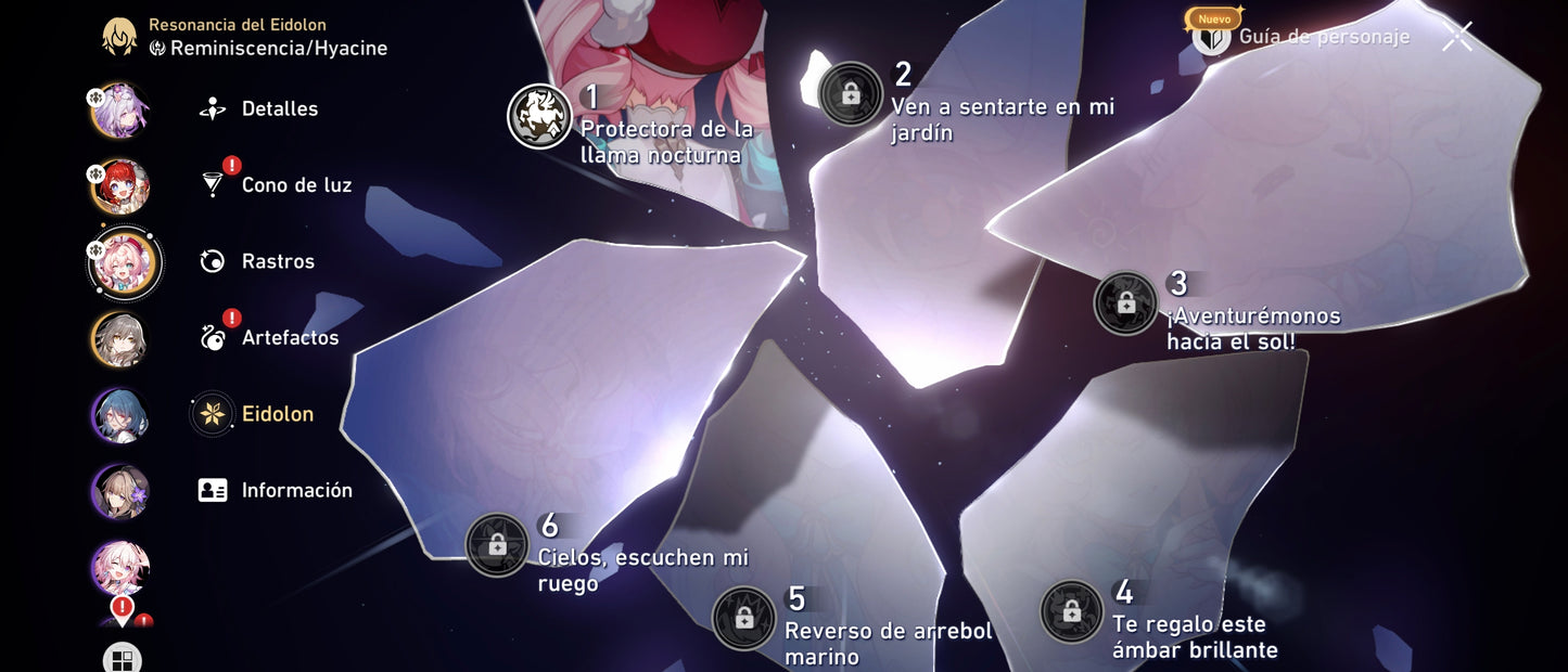 [TL 50] ⭐️ 112 Deseos⭐️ Cyrene + Hyacine E1+ Castorice + Cono + Tribbie + Dan Heng (Permansor Terrae) + Archer + Gepard E1 + Bronya E2 — Cuenta Reroll Honkai: Star Rail