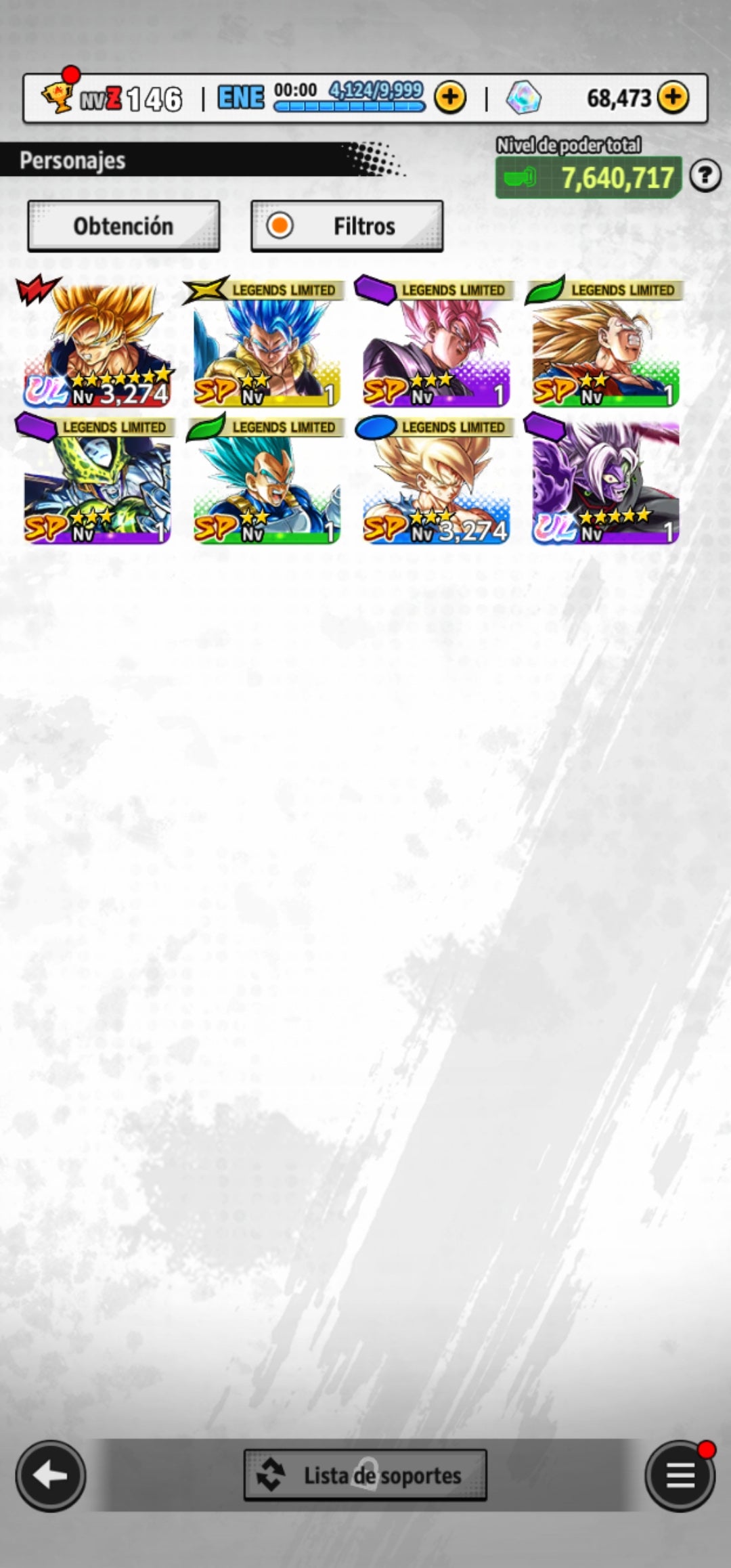 [Android] 68,473 Cronocristales 💎|  ⭐️ Mitad Corrupto Zamasu fusionado [ULTRA] | ⭐️ 6 Legends Limited | Dragon Ball: Legends Cuenta Reroll
