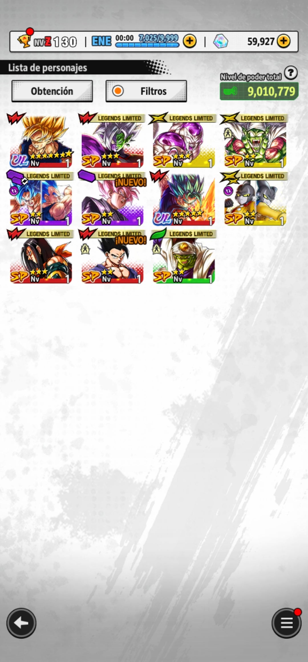 [Solo Android] ⭐️ SS GOD SS VEGITO (ULTRA)⭐️ + 💎59,927 Cronocristales💎 + 8 LL
