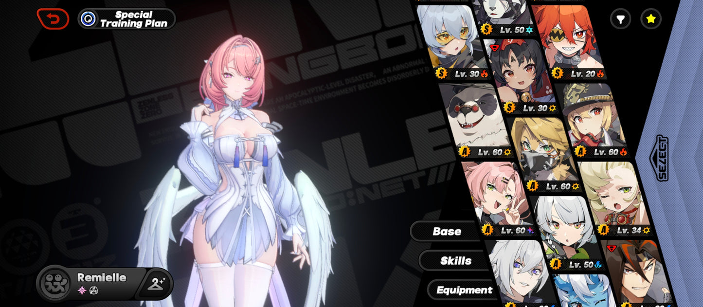NA Lvl57 ⭐ Remielle + Lucia + Banyue + Ye Shunguang + Dialyn + Soldier 0: Anby + Yixuan + Trigger + Zhu Yuan + Zhao + Nekomata + Lycaon + Rina C1 + Soldier 11 + Koleda C1