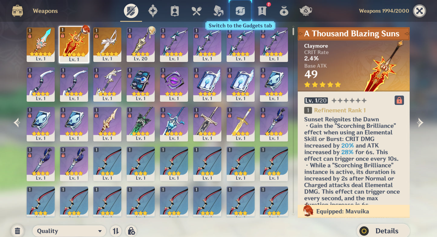 [Nivel 55] ⭐️298 Deseos + Mavuika + Arma ⭐️CUMPLEAÑOS LIBRE