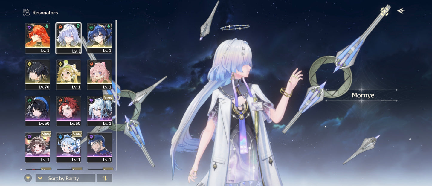 [Nivel 46] 24,546 Astritas 💎 + Mornye + Augusta + Iuno | Wuthering Waves Cuenta Reroll