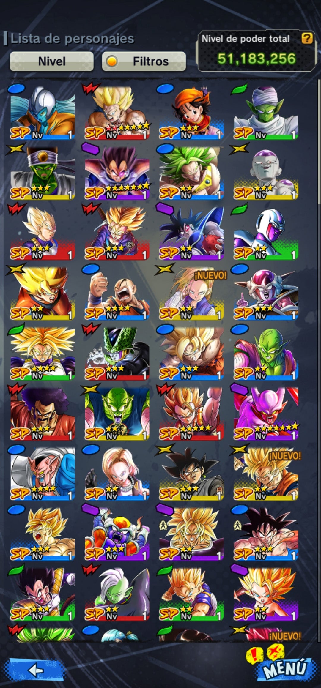 [Solo Android] ⭐️ CELL PERFECTO + 1 ESTRELLA ROJA (UL)⭐️ + 💎70,370 Cronocristales💎 + 6+ LL