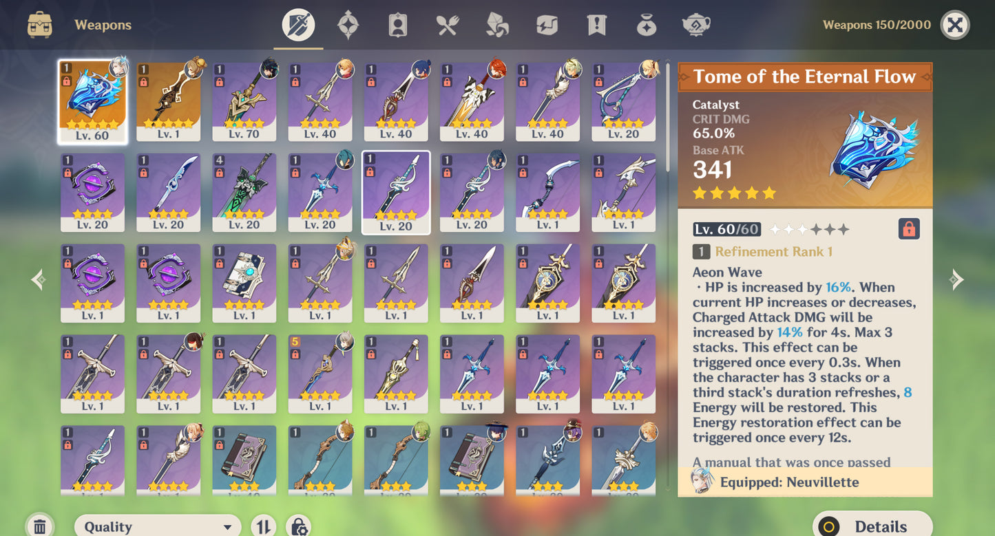 [Nivel 41] ✨Mavuika C1 + Neuvilette + Kinich + Wanderer + Tighnari + Mona + Jean