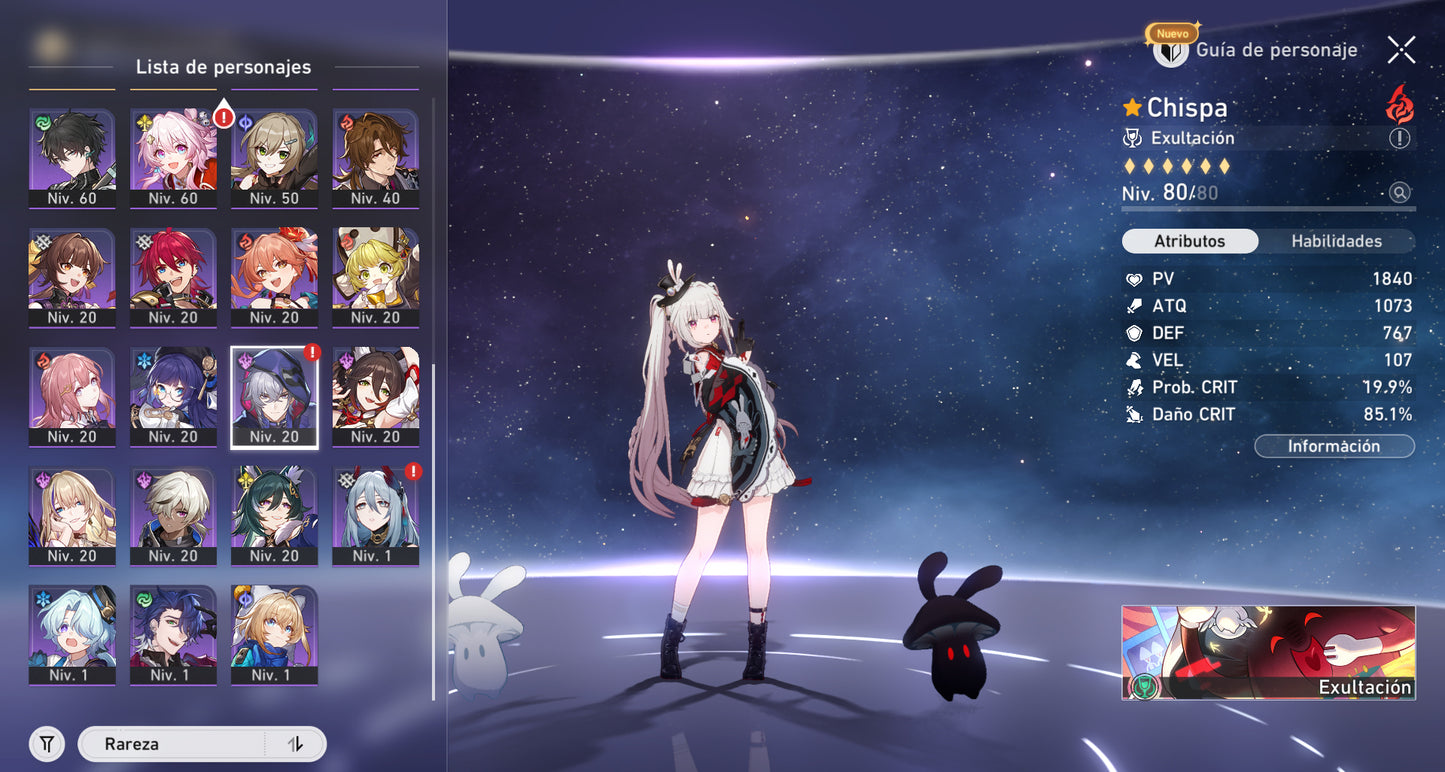 NA[Lvl 66 + Cumpleaños Libre] Luciérnaga E1 + Cono , Yao Guang + Cono + Chispa + Cono , La Dalia + Cono , Sparkle + Ruan Mei + Archer + Huohuo + Fu Xuan E1 + Bronya