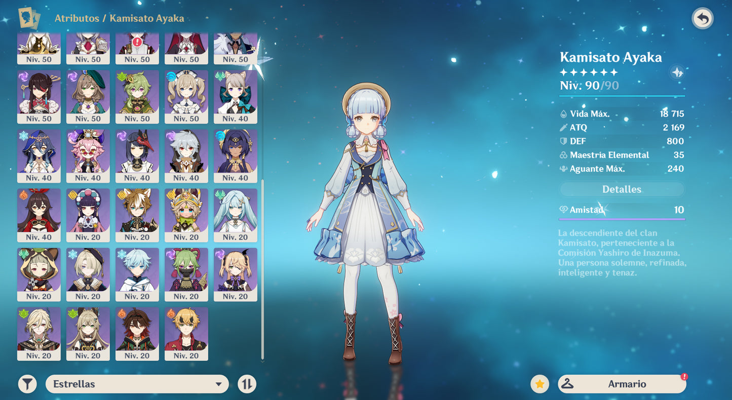[Nivel 57] Ayaka + Skin⭐ , Zhongli , Kazuha , Yelan , Arlecchino , Nahida , Venti , Hu Tao , Jean C1 , Diluc C2 , Mona , Tighnari , Dehya | 7 Armas 5⭐| SERVER AMERICA|Cuenta Genshin Impact