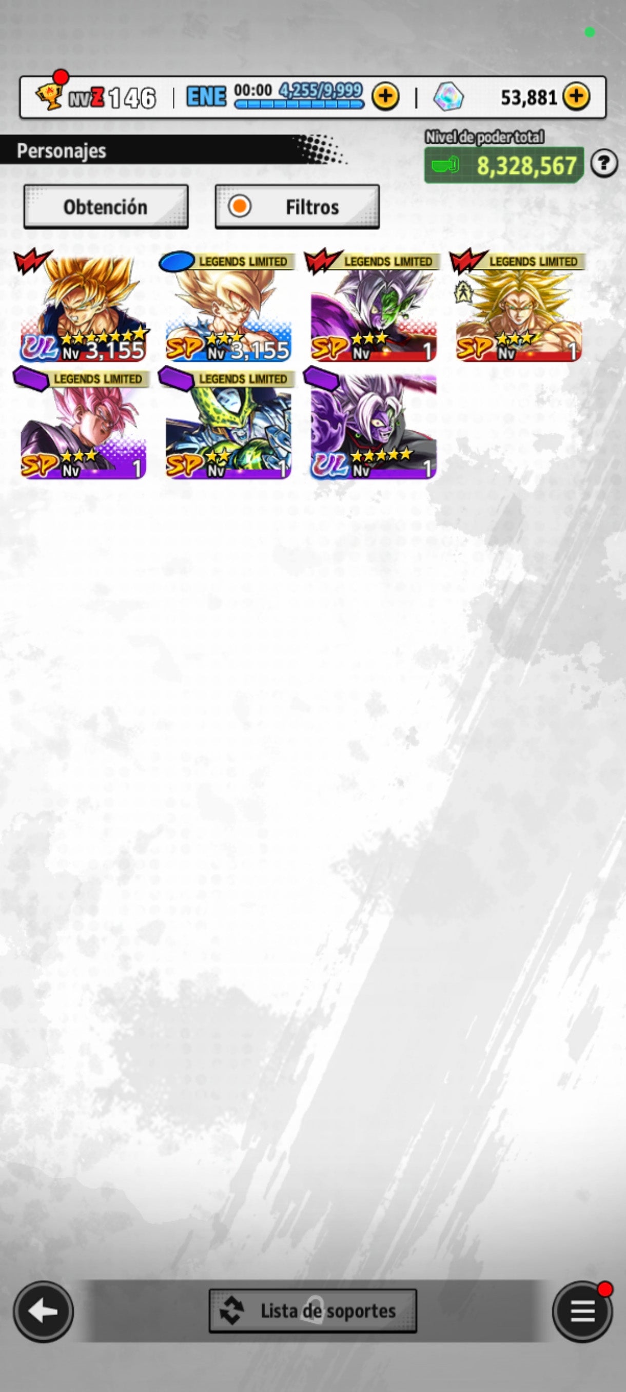 [Android] 53,881 Cronocristales 💎|  ⭐️ Mitad Corrupto Zamasu fusionado [ULTRA] | ⭐️ 5 Legends Limited | Dragon Ball: Legends Cuenta Reroll