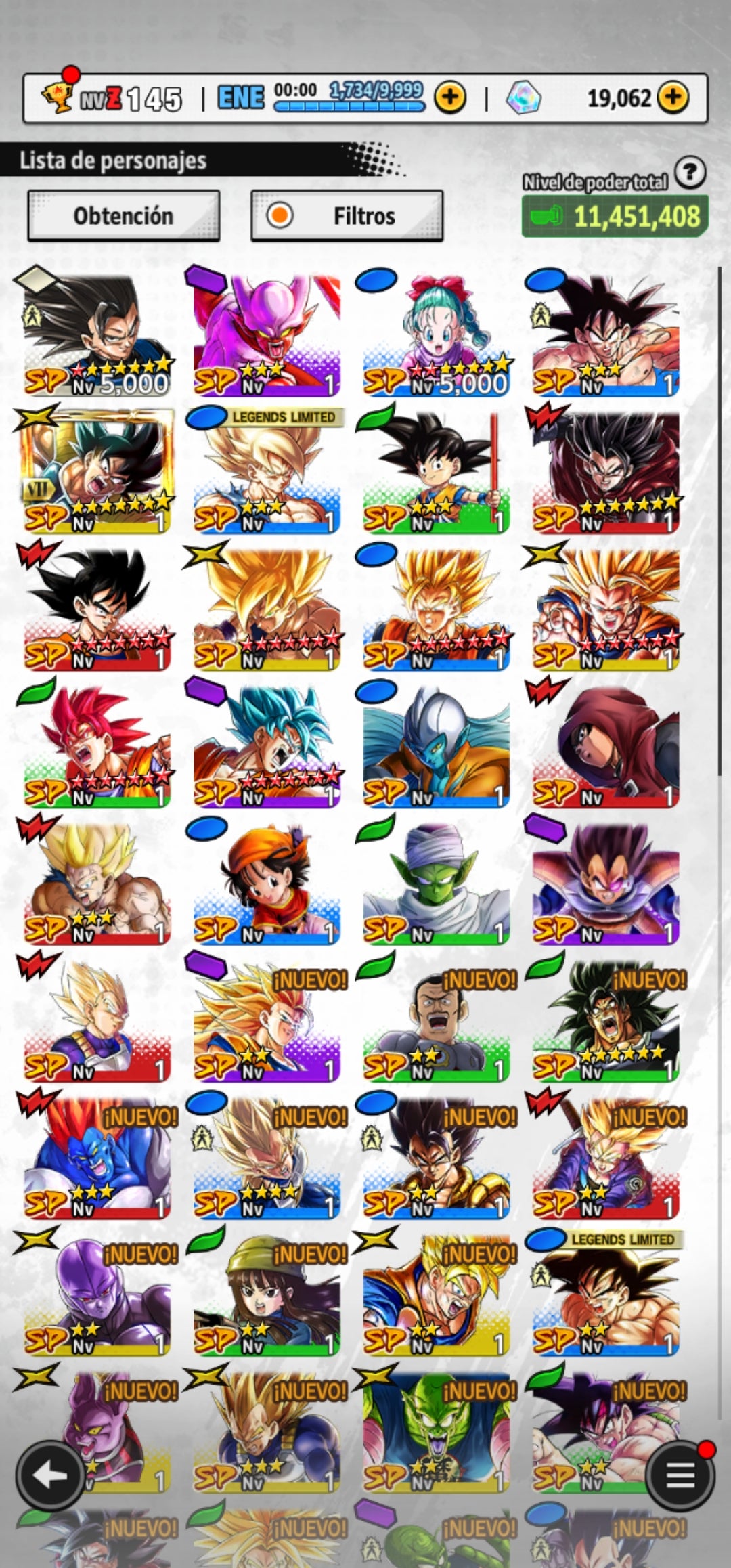 [Solo Android] #7⭐️ULTRA GOKU SUPERSAIYAYIN  + 4 LL⭐️ + 💎10,062 Cronocristales💎