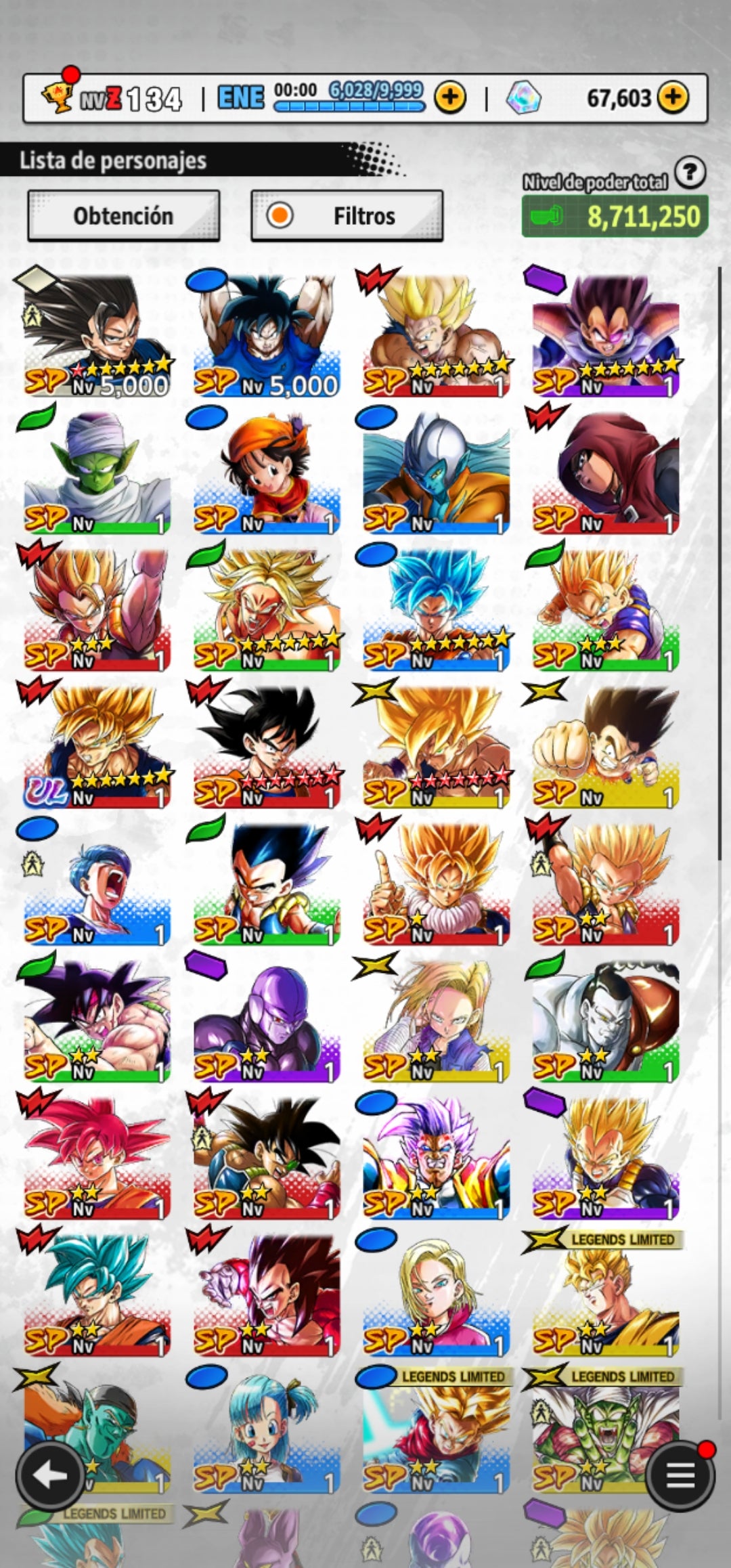 [Android]  65,603 Cronocristales 💎|  ⭐️ Pre-ultrainstinto Goku [ULTRA] | ⭐️ 7 Legends Limited | Dragon Ball: Legends Cuenta Reroll