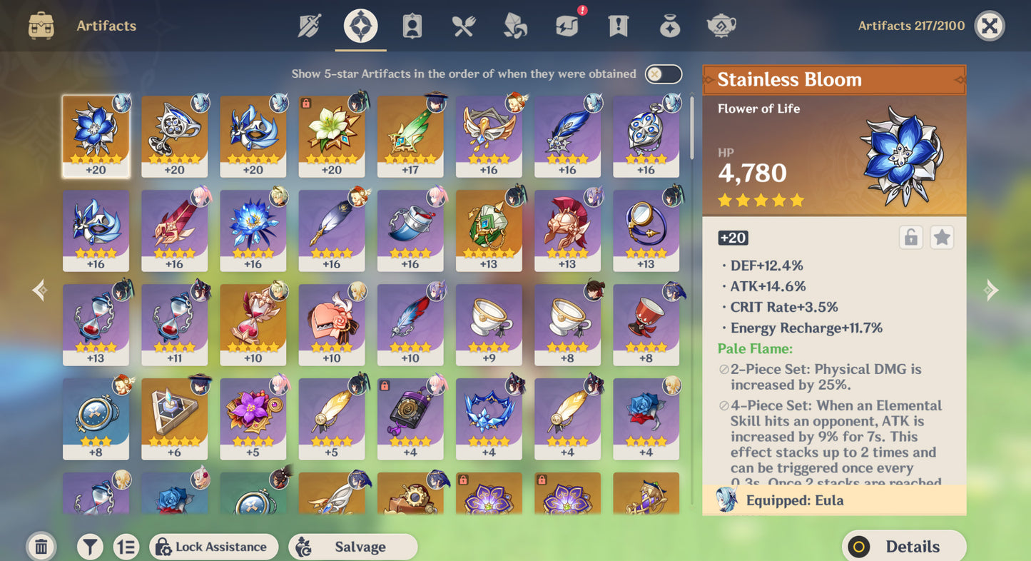 [AR 45] ⭐️ Eula + Arma + Klee + Trotamundos + Eula + Xianyun + Jean + Dehya + Diluc + Keqing