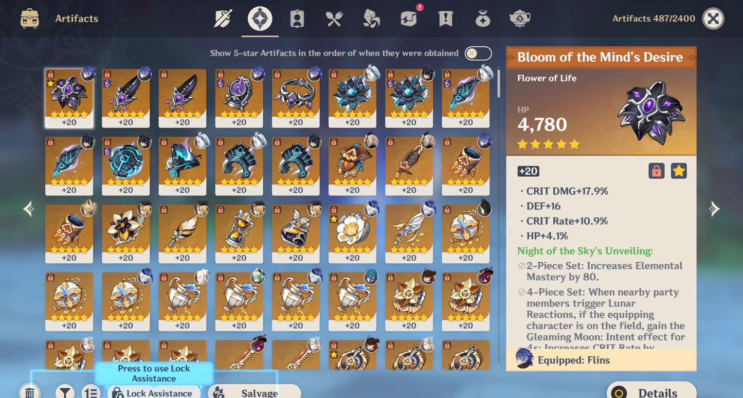 [AR 59] ⭐️ Flins + Neuvillette + Furina C1 + Kinich + Navia + Chasca + Yelan + Mualani + Nahida + Kazuha + Venti  — Cuenta Genshin Impact