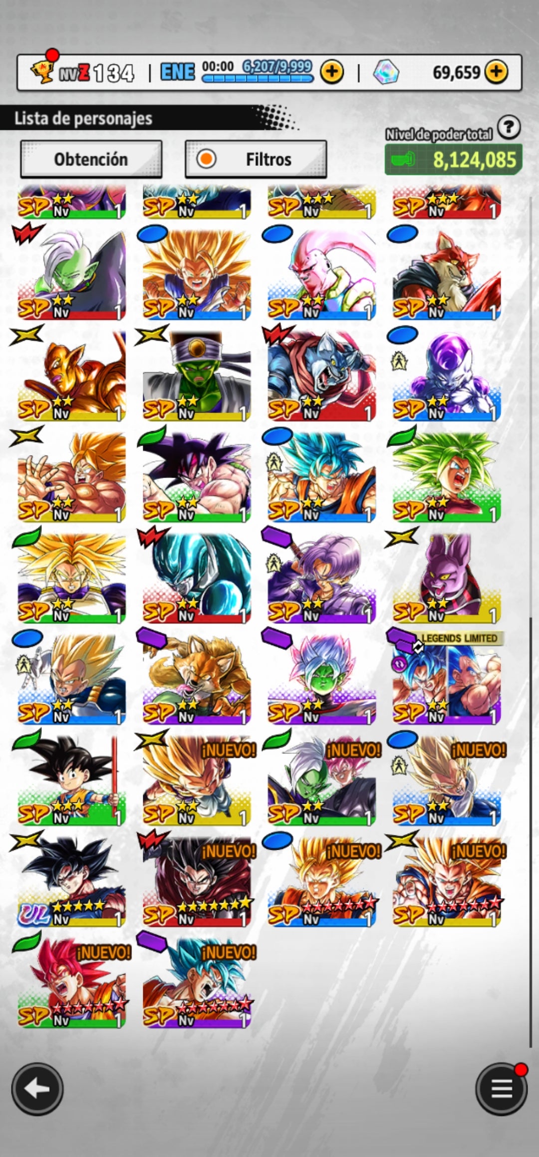 [Android] 69,659 Cronocristales 💎|  ⭐️ Pre-ultrainstinto Goku [ULTRA] | ⭐️ 2 Legends Limited | Dragon Ball: Legends Cuenta Reroll