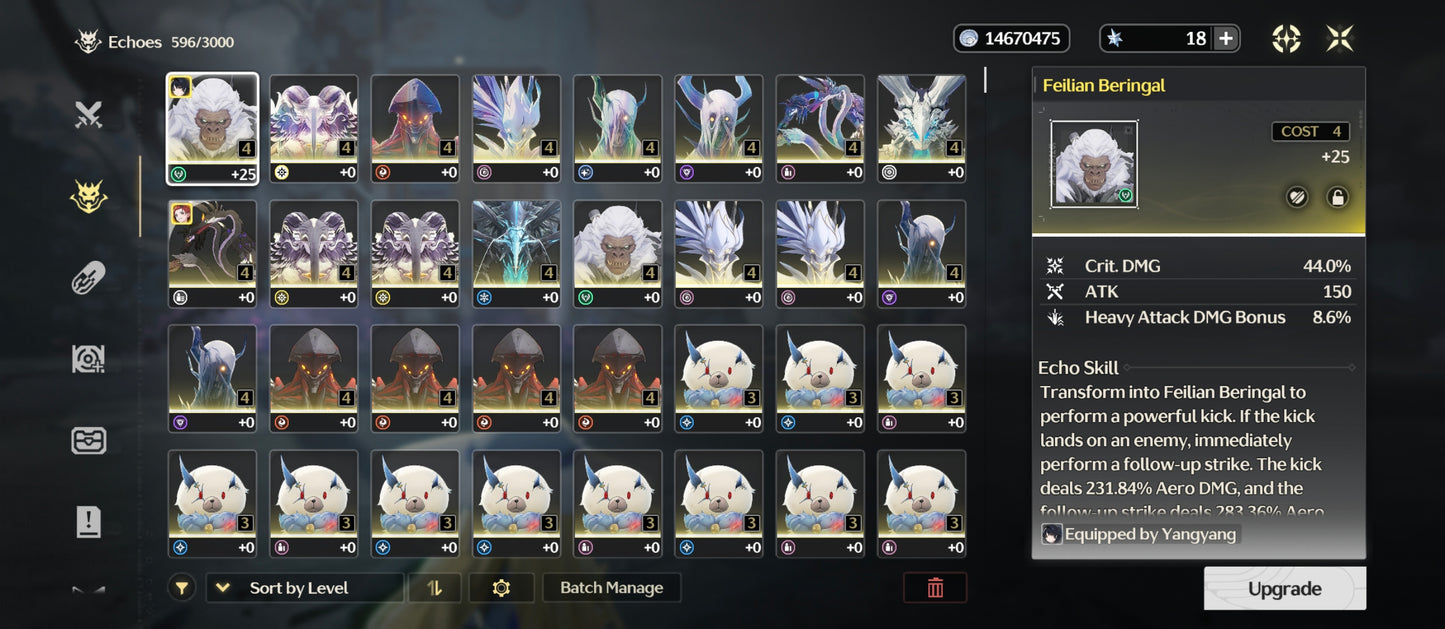 Nivel 40 | Phoebe + Arma + Zani + Ciaccona + Qiuyan | Cuenta Reroll Wuthering Waves