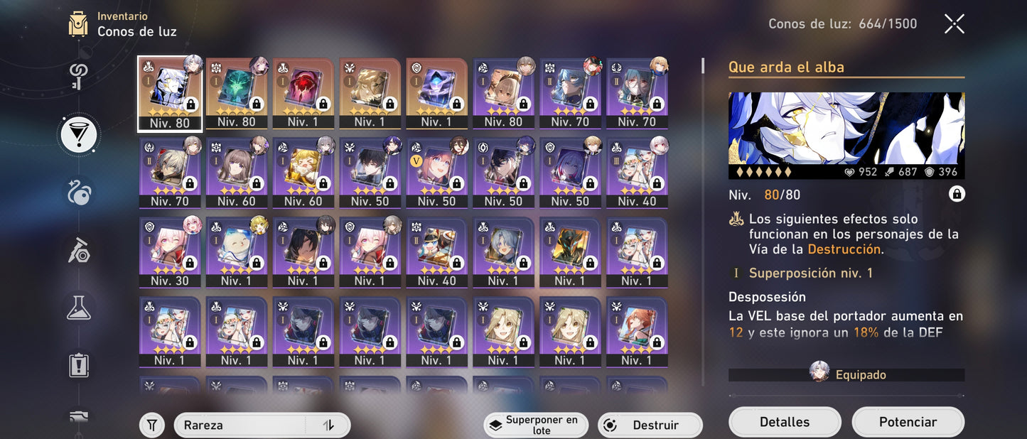 [Nivel 65] [Cumpleaños Libre] Fainón + Cono , Ruan Mei + Rappa + Sra. Herta + Fu Xuan + Dr. Ratio + Imbibitor Lunae + Bronya E3+ Himeko + Yanqing + Clara + Gepard +