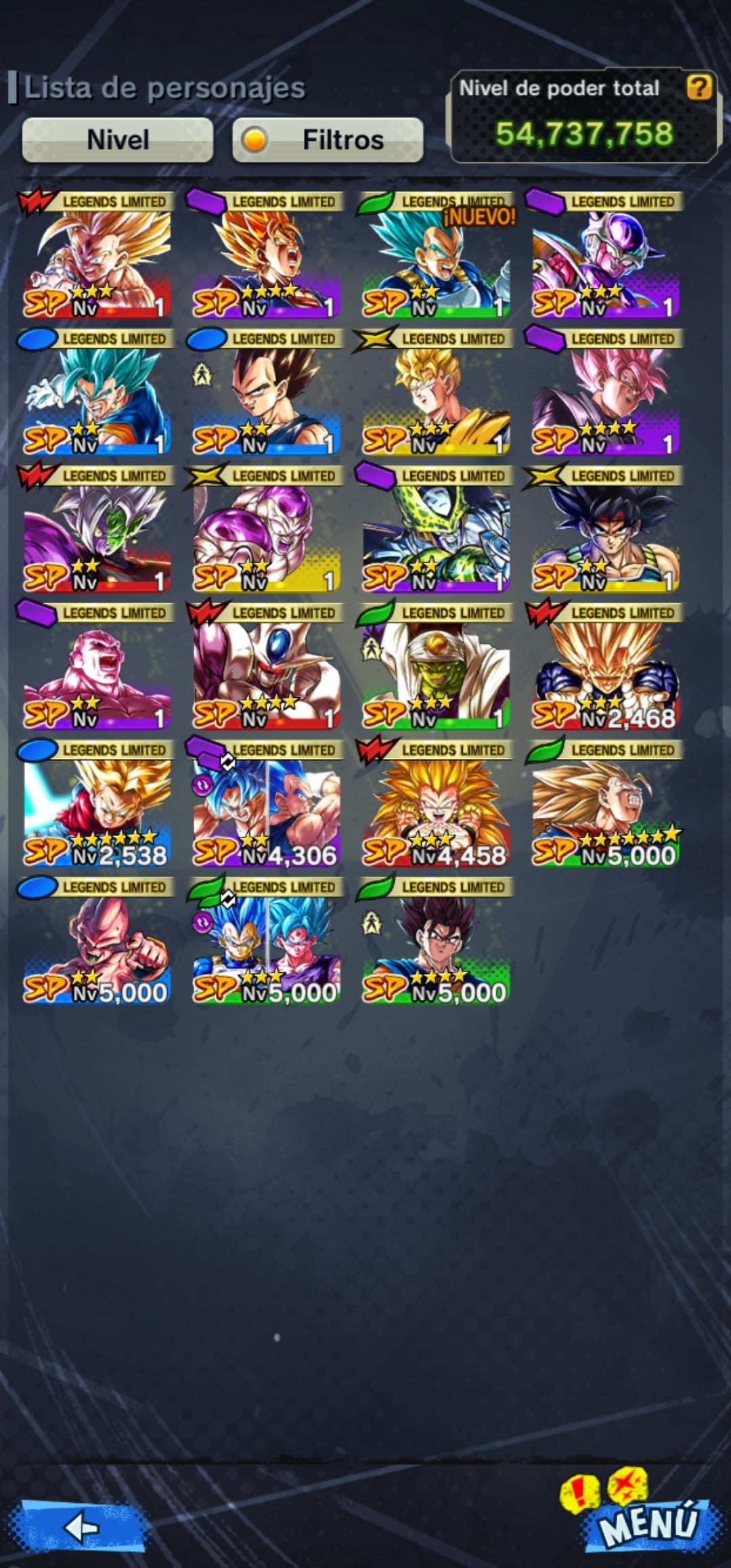 [ANDROID / IPHONE] ⭐️6 ULTRAS ⭐️Super Saiyan GOD SS Vegetto + Super Vegetto + Majin Vegeta + Pre Ultrainstinto Goku + Golden Freezer + Majin Buu puro 3 estrellas rojas +  23 LEGENDS LIMITED⭐️