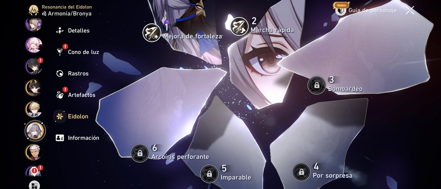 [TL 50] ⭐️ 112 Deseos⭐️ Cyrene + Hyacine E1+ Castorice + Cono + Tribbie + Dan Heng (Permansor Terrae) + Archer + Gepard E1 + Bronya E2 — Cuenta Reroll Honkai: Star Rail